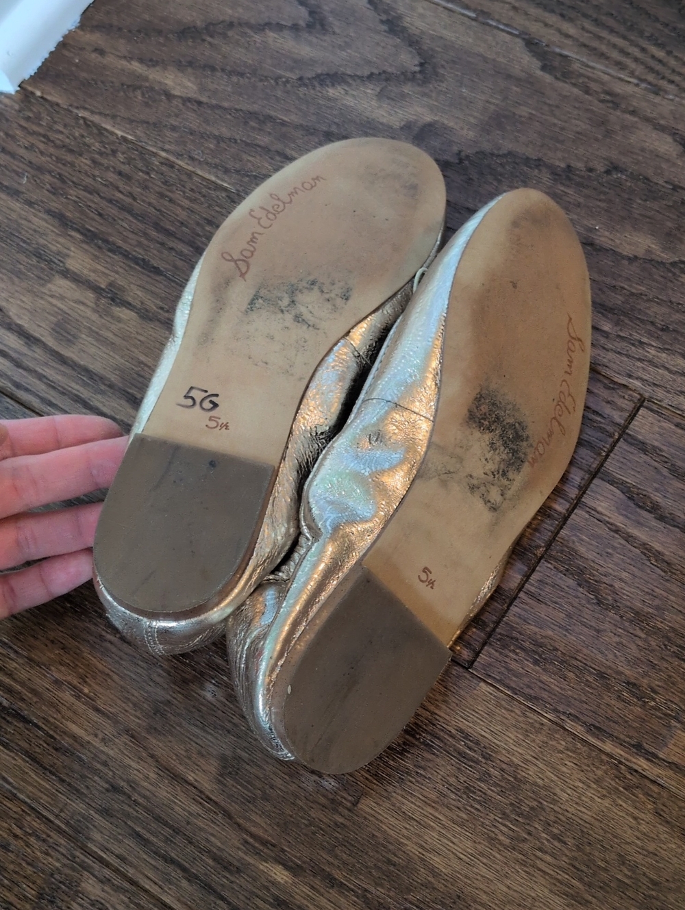Sam Edelman Women's Gold Metallic Felicia Leather Ballet Flats 5.5 - Picture 9 of 10